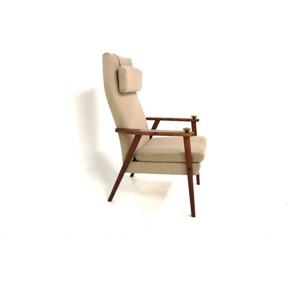 Image 1 of Fauteuil scandinave vintage en teck et tissu, Suède 1960