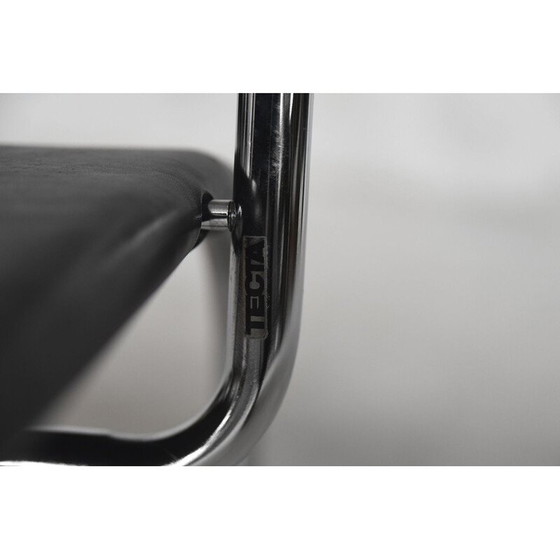 Image 1 of Chaise Bauhaus vintage en cuir et acier tubulaire chromé par Franco Albini pour Tecta, années 1950