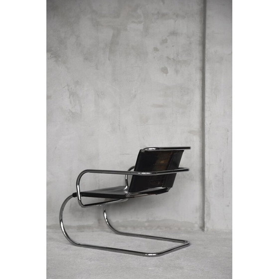 Image 1 of Chaise Bauhaus vintage en cuir et acier tubulaire chromé par Franco Albini pour Tecta, années 1950