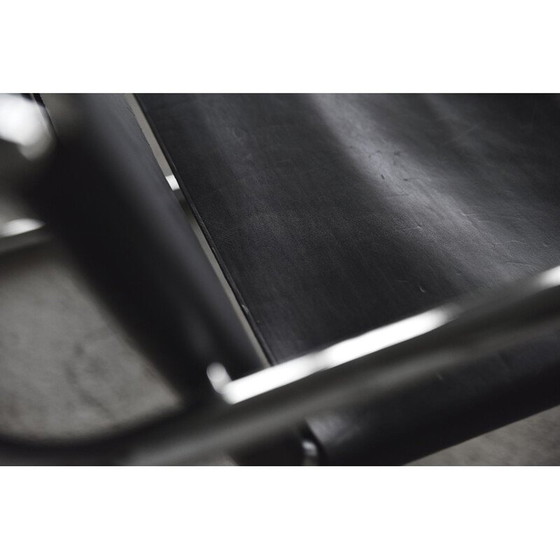 Image 1 of Chaise Bauhaus vintage en cuir et acier tubulaire chromé par Franco Albini pour Tecta, années 1950