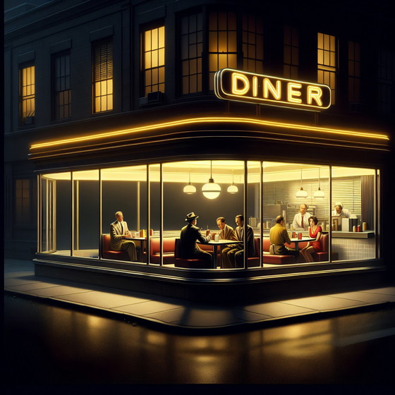 Image 1 of Edward Hopper----Le restaurant de nuit très grand !!!