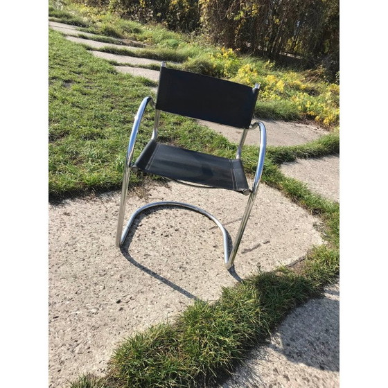Image 1 of Ensemble de 6 chaises de salle à manger Bauhaus italiennes vintage en chrome, 1970