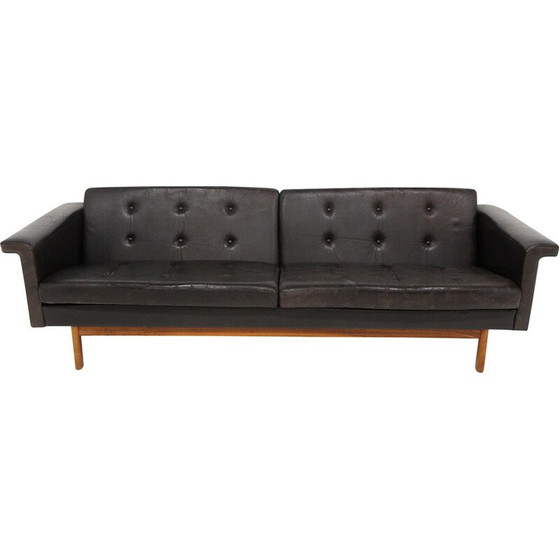 Image 1 of Canapé vintage 3 places en cuir par Karl Erik Ekselius pour Joc Vetlanda, Suède 1950