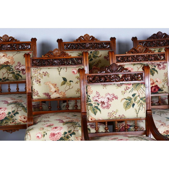 Image 1 of Ensemble de sièges vintage en hêtre et noyer, Tchécoslovaquie 1890