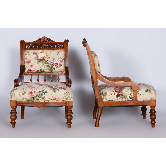 Image 1 of Ensemble de sièges vintage en hêtre et noyer, Tchécoslovaquie 1890