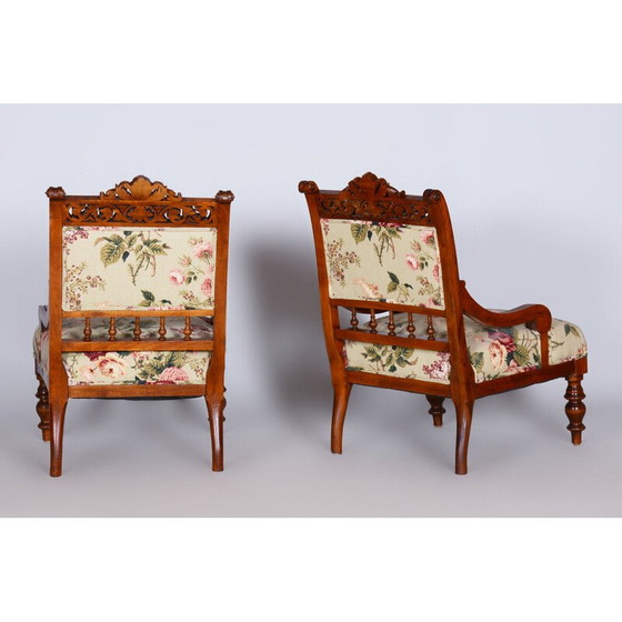 Image 1 of Ensemble de sièges vintage en hêtre et noyer, Tchécoslovaquie 1890