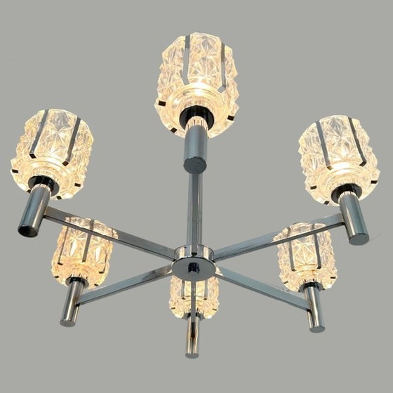 Image 1 of Lustre moderne Mid Century chromé années 1970