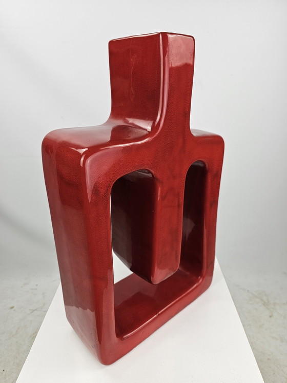 Image 1 of Vase design en céramique rouge Italie