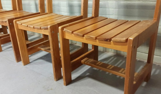 Image 1 of 4 X chaises de salle à manger vintage en pin massif
