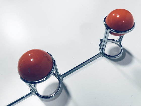 Image 1 of Portemanteau Vintage • Acier Chromé & Bois • Space Age • 1970
