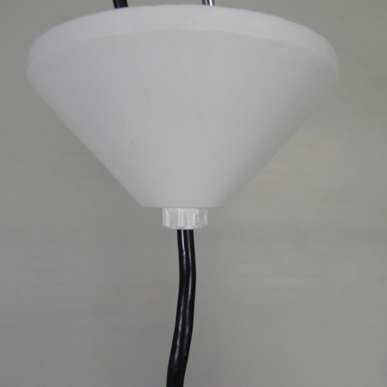 Image 1 of Lampe suspendue vintage avec ampoule en verre strié blanc, années 1960