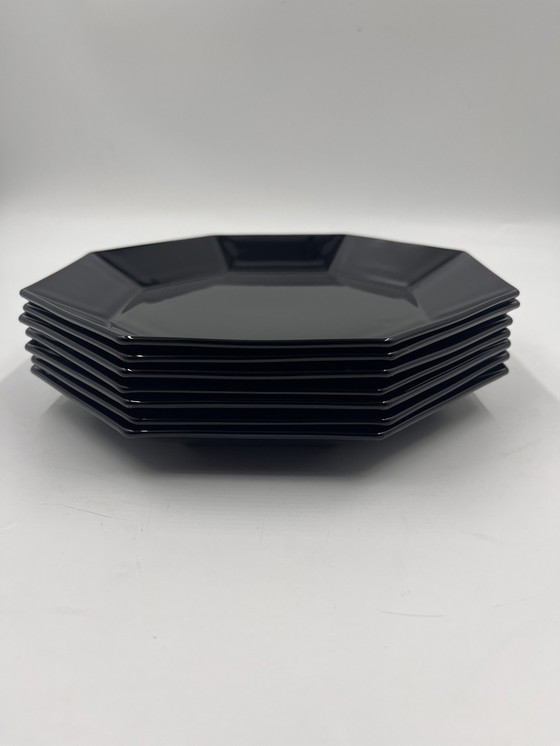 Image 1 of Lot De 7 Assiettes Plates Noires Arcoroc