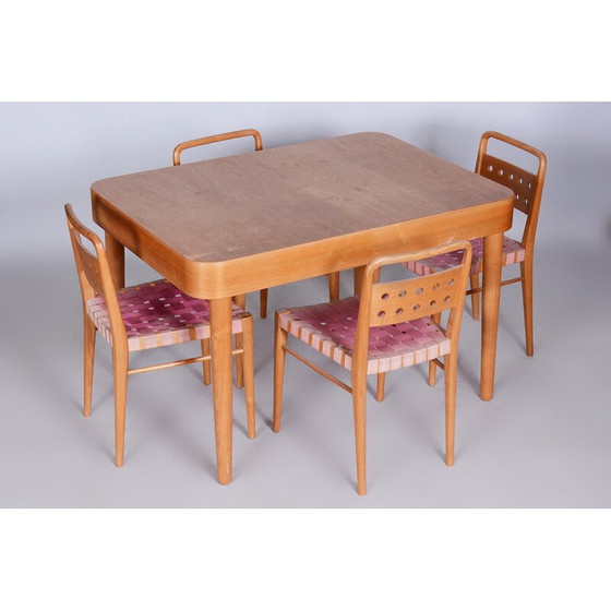 Image 1 of Table de salle à manger en bois de frêne du milieu du siècle par Uluv, Tchécoslovaquie années 1950