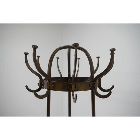 Image 1 of Porte-manteau vintage en fer et laiton de Vichr and Co, Autriche 1900