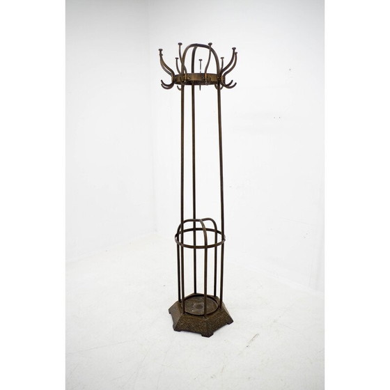 Image 1 of Porte-manteau vintage en fer et laiton de Vichr and Co, Autriche 1900