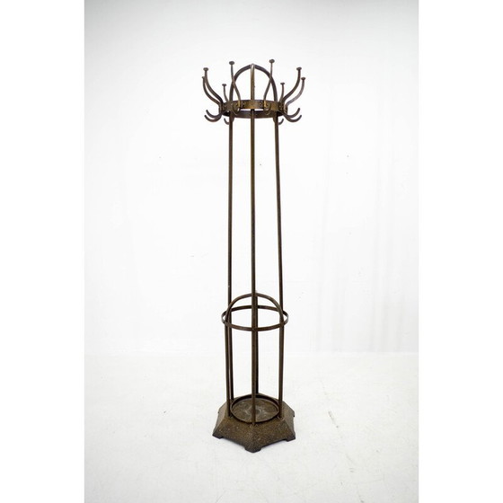 Image 1 of Porte-manteau vintage en fer et laiton de Vichr and Co, Autriche 1900