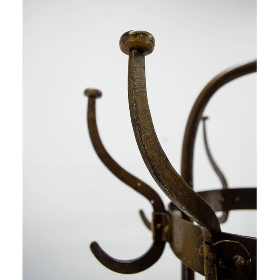 Image 1 of Porte-manteau vintage en fer et laiton de Vichr and Co, Autriche 1900