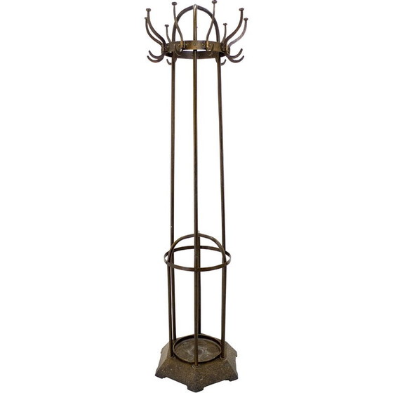 Image 1 of Porte-manteau vintage en fer et laiton de Vichr and Co, Autriche 1900