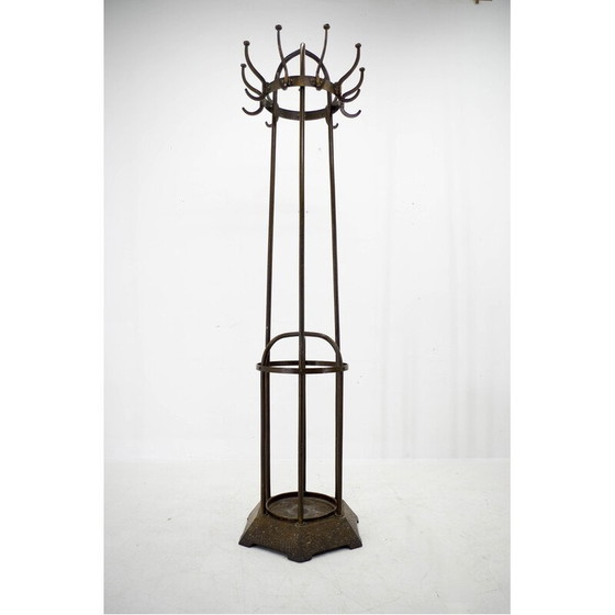 Image 1 of Porte-manteau vintage en fer et laiton de Vichr and Co, Autriche 1900