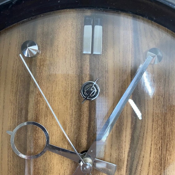Image 1 of Horloge murale vintage en bois et contreplaqué par Transistor
