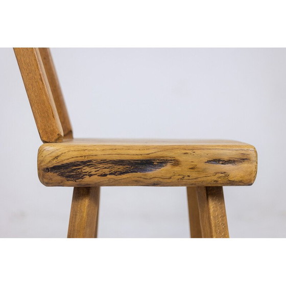 Image 1 of Ensemble de 10 chaises vintage en chêne et hêtre naturel pour Mobichalet, Belgique 1960
