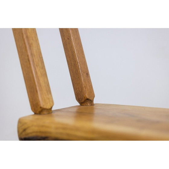 Image 1 of Ensemble de 10 chaises vintage en chêne et hêtre naturel pour Mobichalet, Belgique 1960