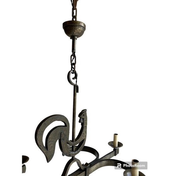 Lustre vintage en forme de coq en fer forgé, 1950 (photo 3 of 4)