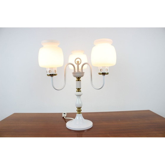 Image 1 of Paire de lampes de table vintage en verre et laiton par Drukov Up, Tchèque 1970