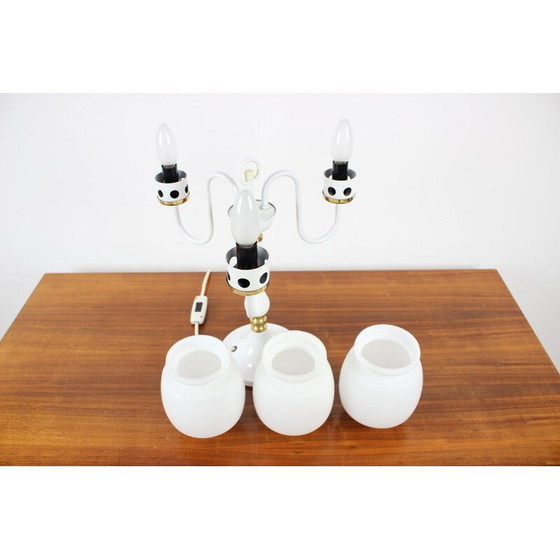 Image 1 of Paire de lampes de table vintage en verre et laiton par Drukov Up, Tchèque 1970