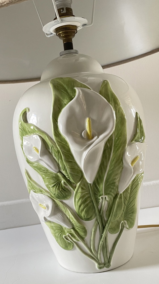 Image 1 of Lampe Céramique Italienne Fleurs D’Arum