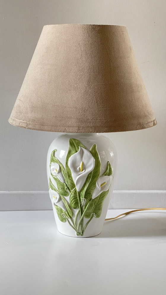 Image 1 of Lampe Céramique Italienne Fleurs D’Arum