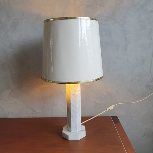 Lampe à poser en marbre blanc des années 60