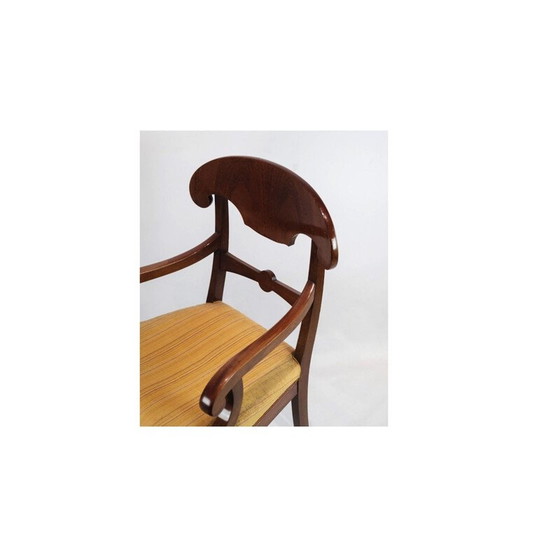 Image 1 of Paire de fauteuils vintage en acajou avec tissu léger, 1860
