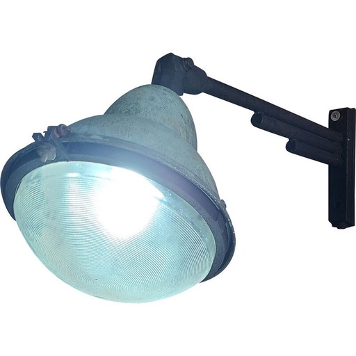 Lampadaire vintage en cuivre et verre, 1920