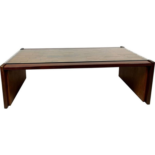 Table basse vintage en jacaranda et teck par Percival Lafer, Brésil 1960