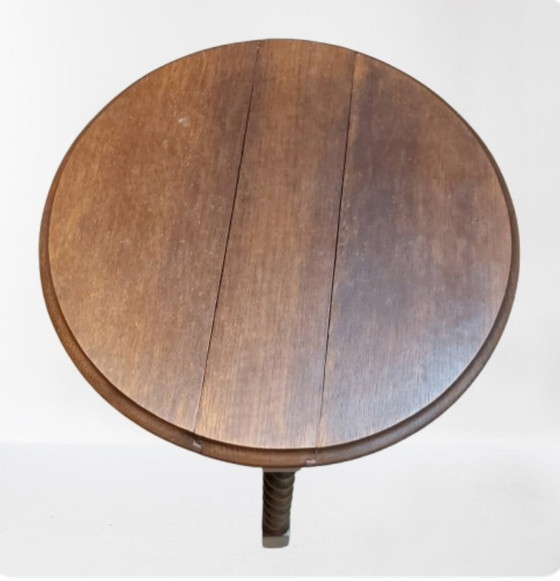 Image 1 of Ancienne table d'appoint pliante en bois de chêne anglais 1900 style jacobéen