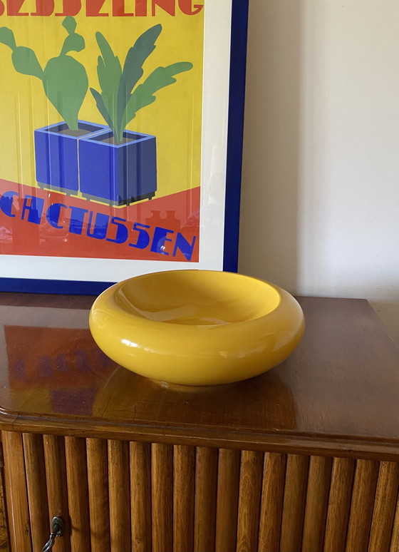 Image 1 of Space Age Large Yellow Ceramic Centerpiece / Vide Poche, Sicart Italy 1970S