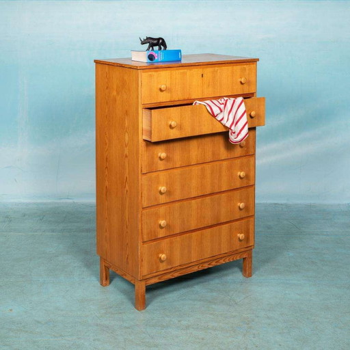 Commode vintage Suède 1960s, tallboy chest