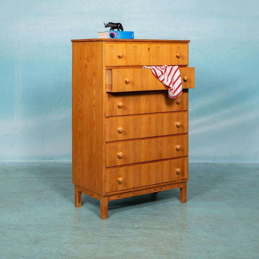 Commode vintage Suède 1960s, tallboy chest