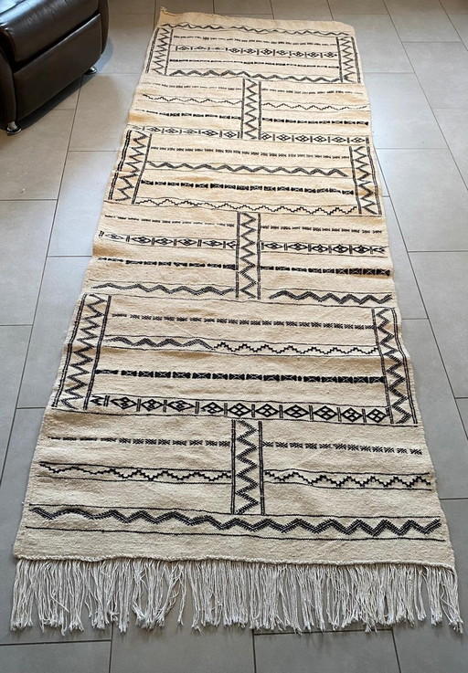 Tapis de course berbère Kelim de luxe fait main - Design marocain authentique (290X100Cm)