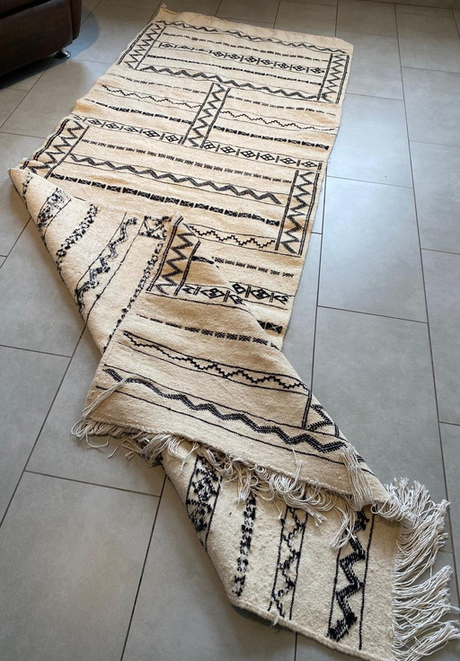 Tapis de course berbère Kelim de luxe fait main - Design marocain authentique (290X100Cm)