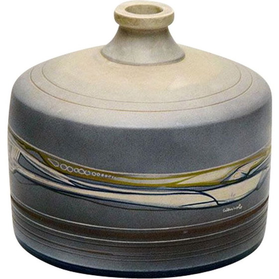 Image 1 of Vase vintage en terre cuite avec décoration futuriste, 1960