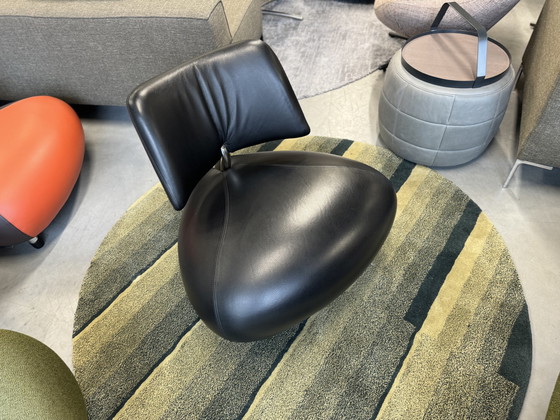 Image 1 of Leolux Pallone Fauteuil en cuir noir