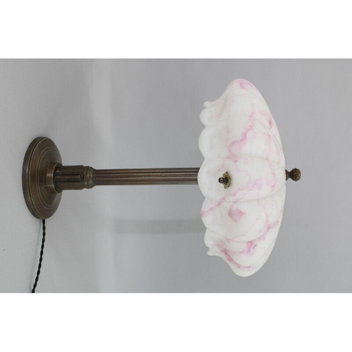 Lampe de table vintage en laiton et verre, Tchécoslovaquie 1920