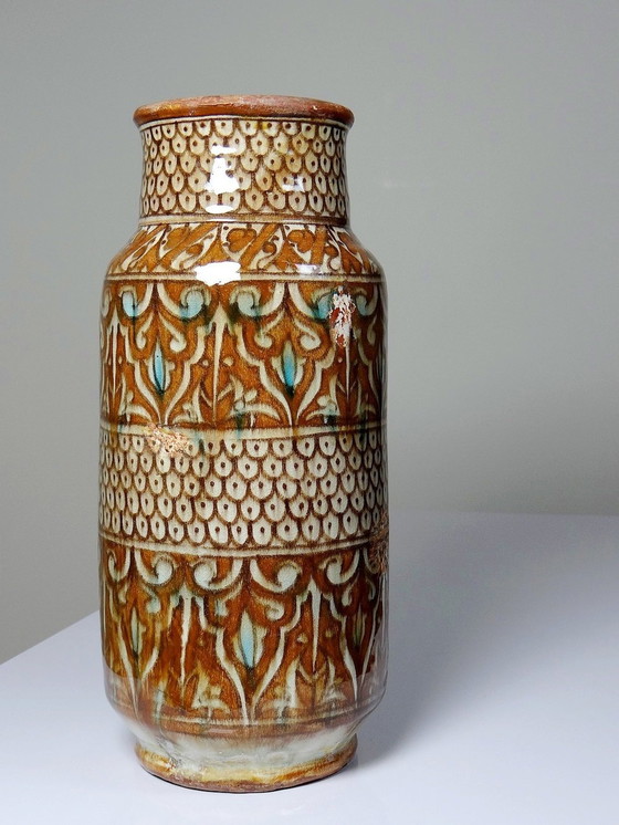 Image 1 of Grand Vase Poterie Artisanale & Traditionnelle Marocaine Safi Ancien Xxe