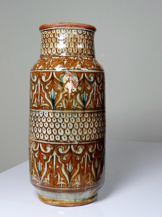 Image 1 of Grand Vase Poterie Artisanale & Traditionnelle Marocaine Safi Ancien Xxe