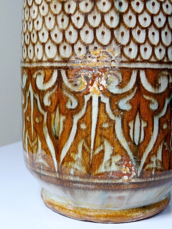 Image 1 of Grand Vase Poterie Artisanale & Traditionnelle Marocaine Safi Ancien Xxe