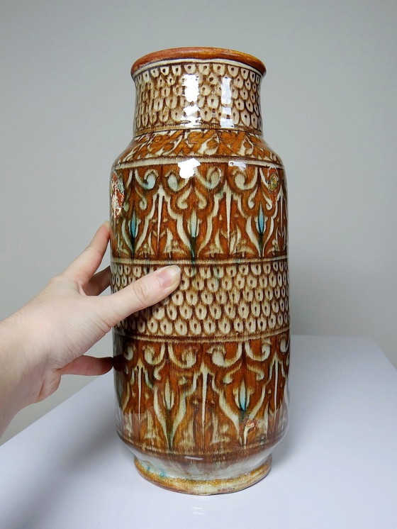 Image 1 of Grand Vase Poterie Artisanale & Traditionnelle Marocaine Safi Ancien Xxe