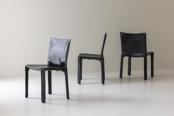 Image 1 of Ensemble de six chaises de salle à manger à cabine '413' par Mario Bellini pour Cassina, Italie 1977.