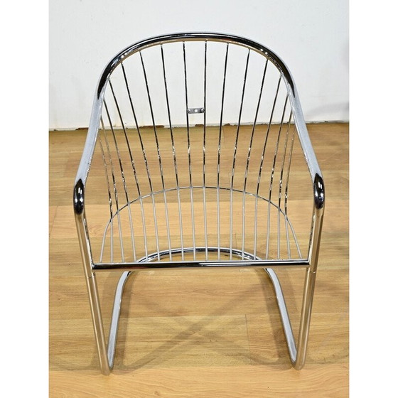 Image 1 of Ensemble de 6 chaises vintage en métal chromé et fil de fer pour Rima, Italie 1970